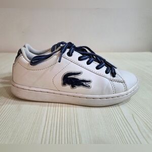 Lacoste Kids' Carnaby Evo Sneaker, White Navy Synthetic, Size 12